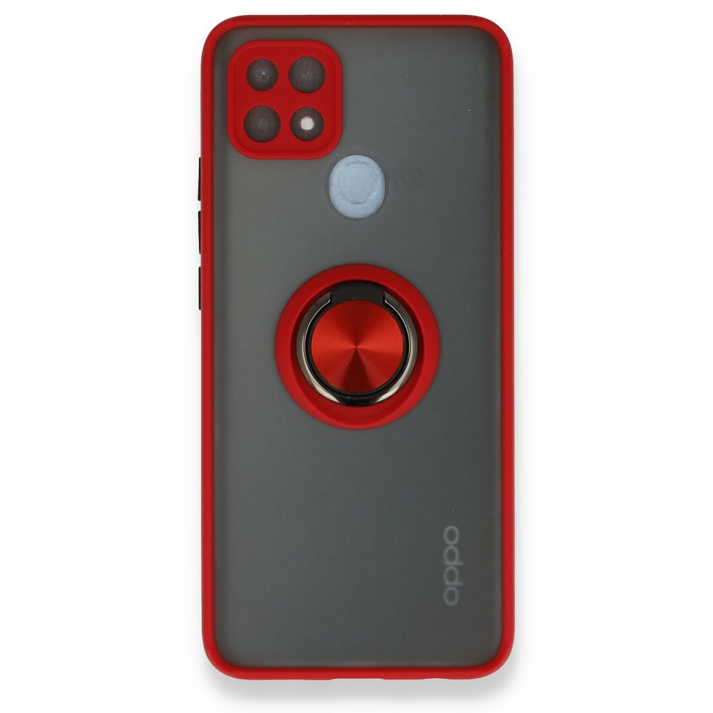  Oppo A15S Kılıf Montreal Yüzüklü Silikon Kapak - Kırmızı