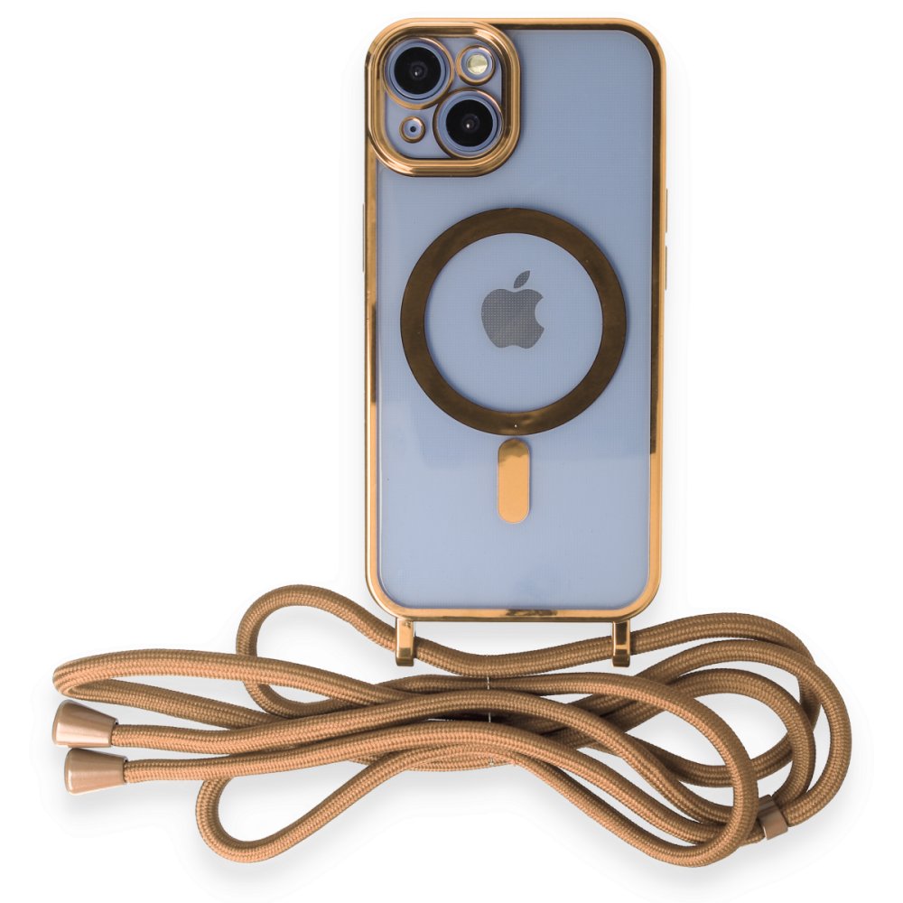  iPhone 14 Kılıf Divo Lazer Askılı Magsafe Kapak - Gold