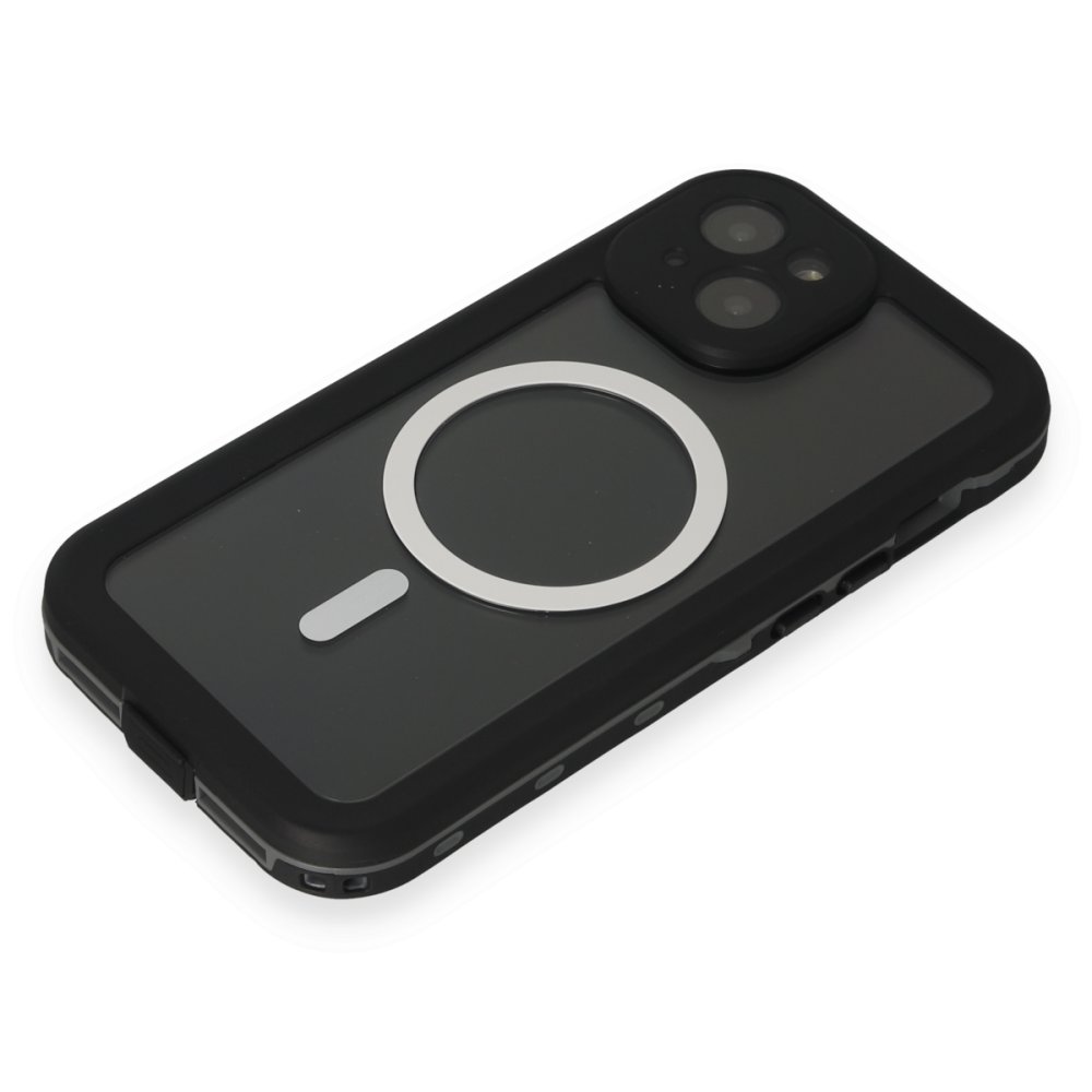  iPhone 15 Kılıf Red Pepper Magneticsafe Su Geçirmez Kılıf - Siyah-Gri