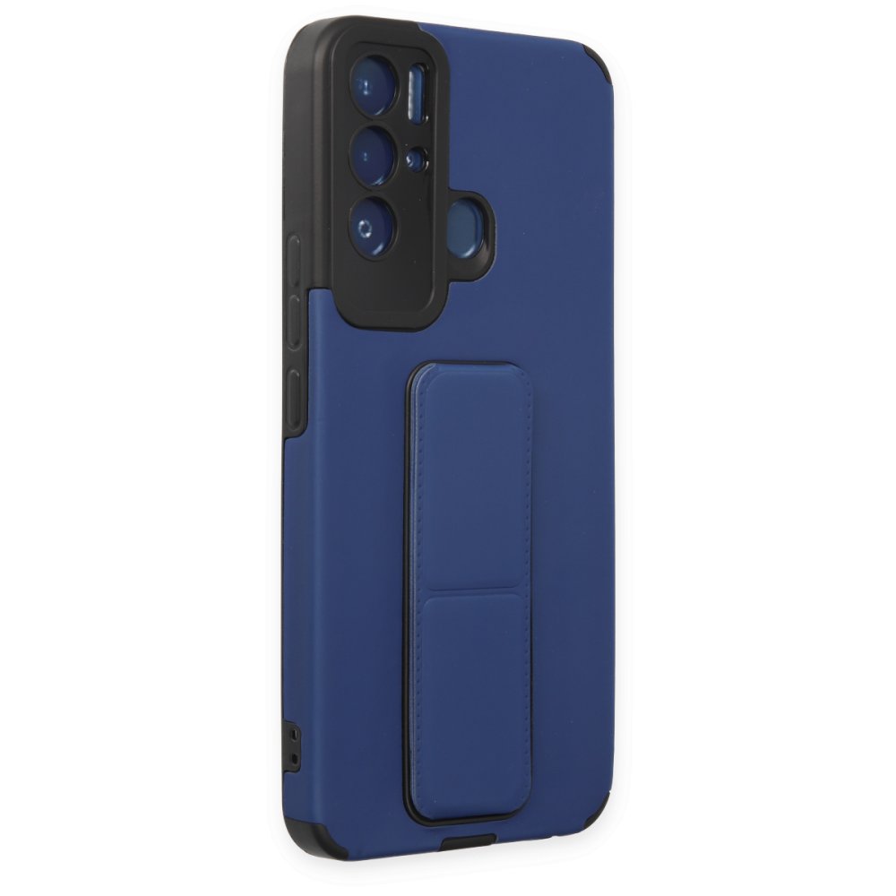 Tecno Pova Neo Kılıf Mega Standlı Silikon - Mavi Tecno Pova Neo Kılıf Mega Standlı Silikon - Mavi