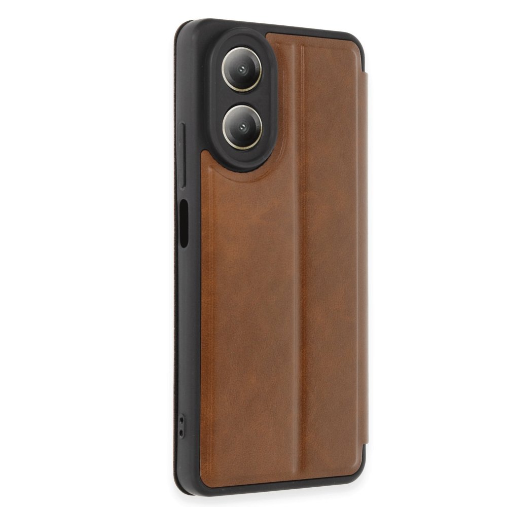  Oppo A38 Kılıf Flip Cover - Taba