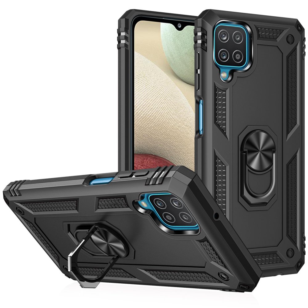  Samsung Galaxy M22 Kılıf Sofya Yüzüklü Silikon Kapak - Siyah