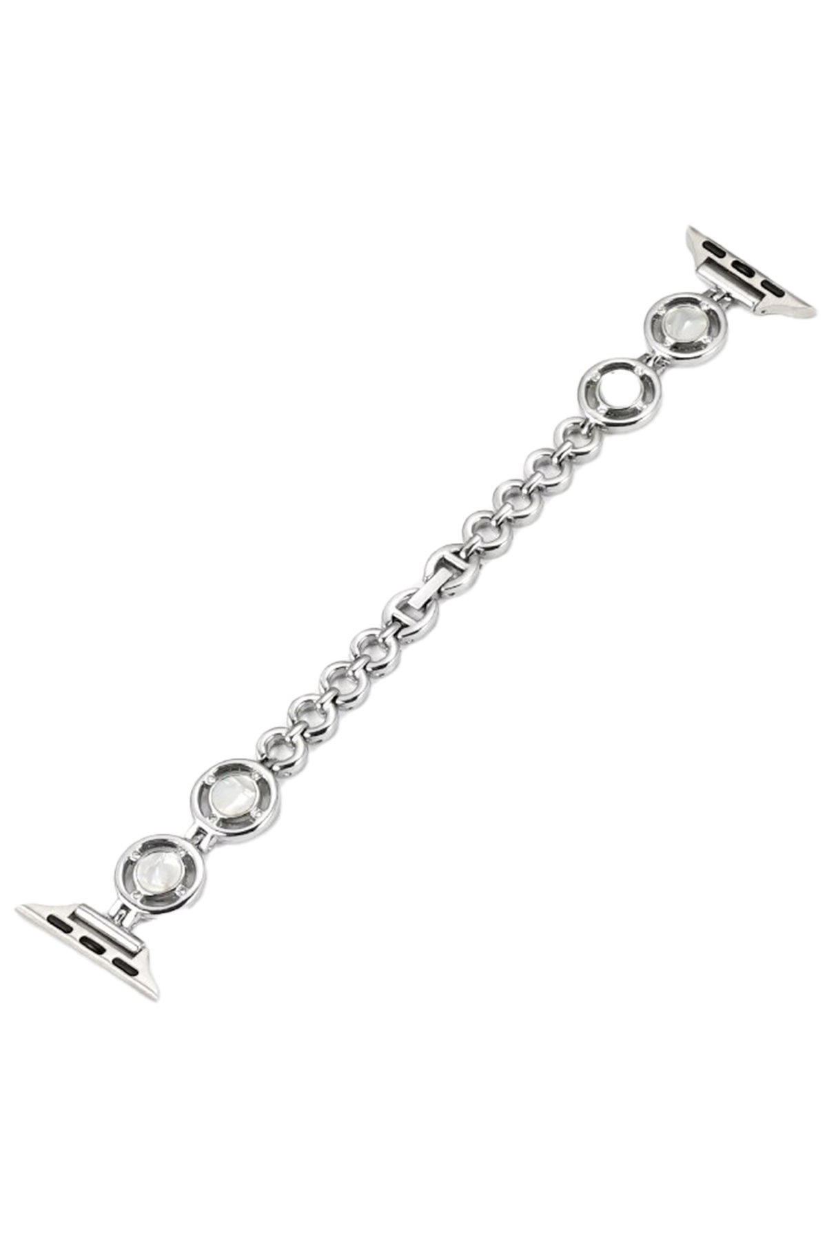  Apple Watch 41mm KR403 Metal Halhal Kordon - Gümüş-Beyaz