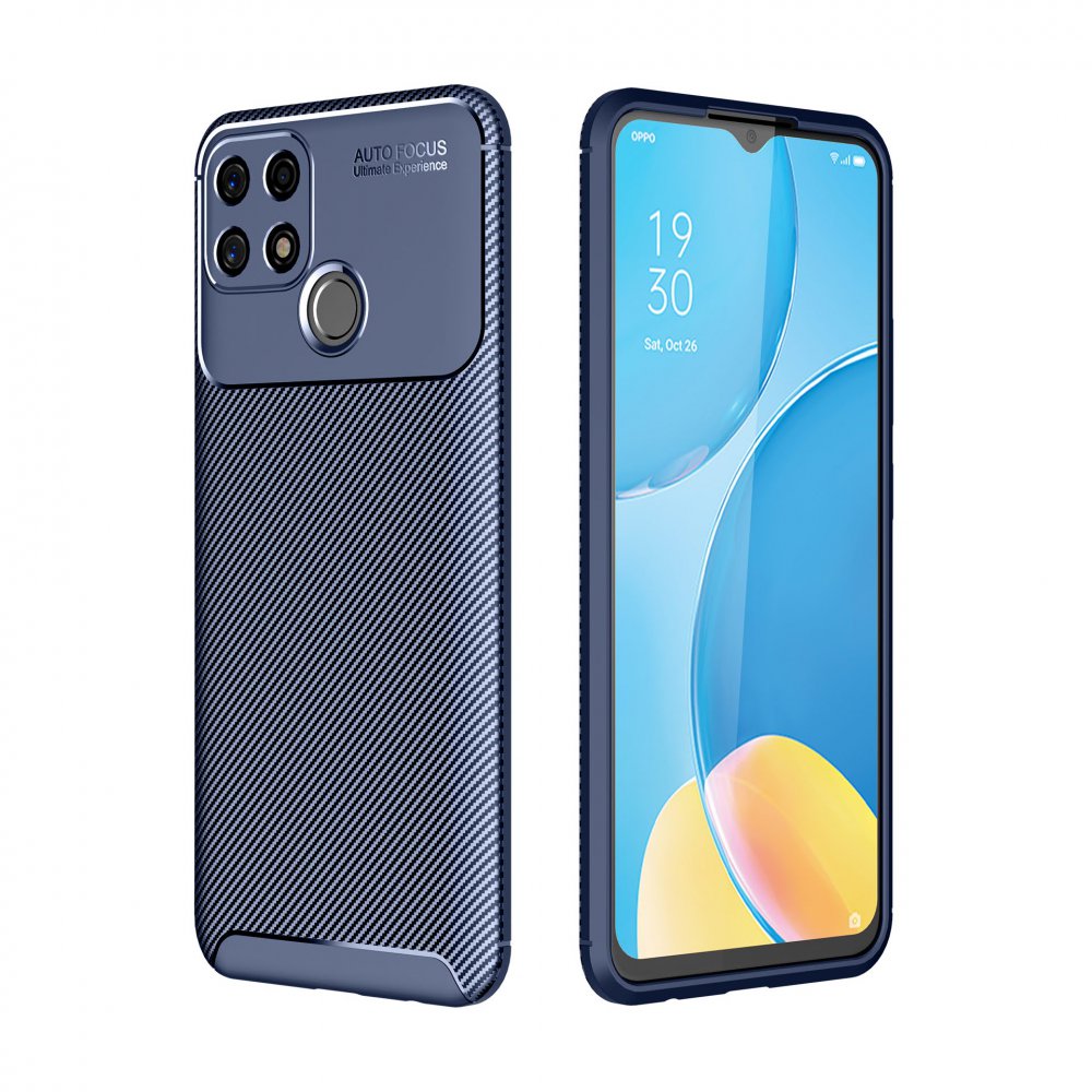 Oppo A15S Kılıf Auto Focus Karbon Kapak - Lacivert Oppo A15S Kılıf Auto Focus Karbon Kapak - Lacivert