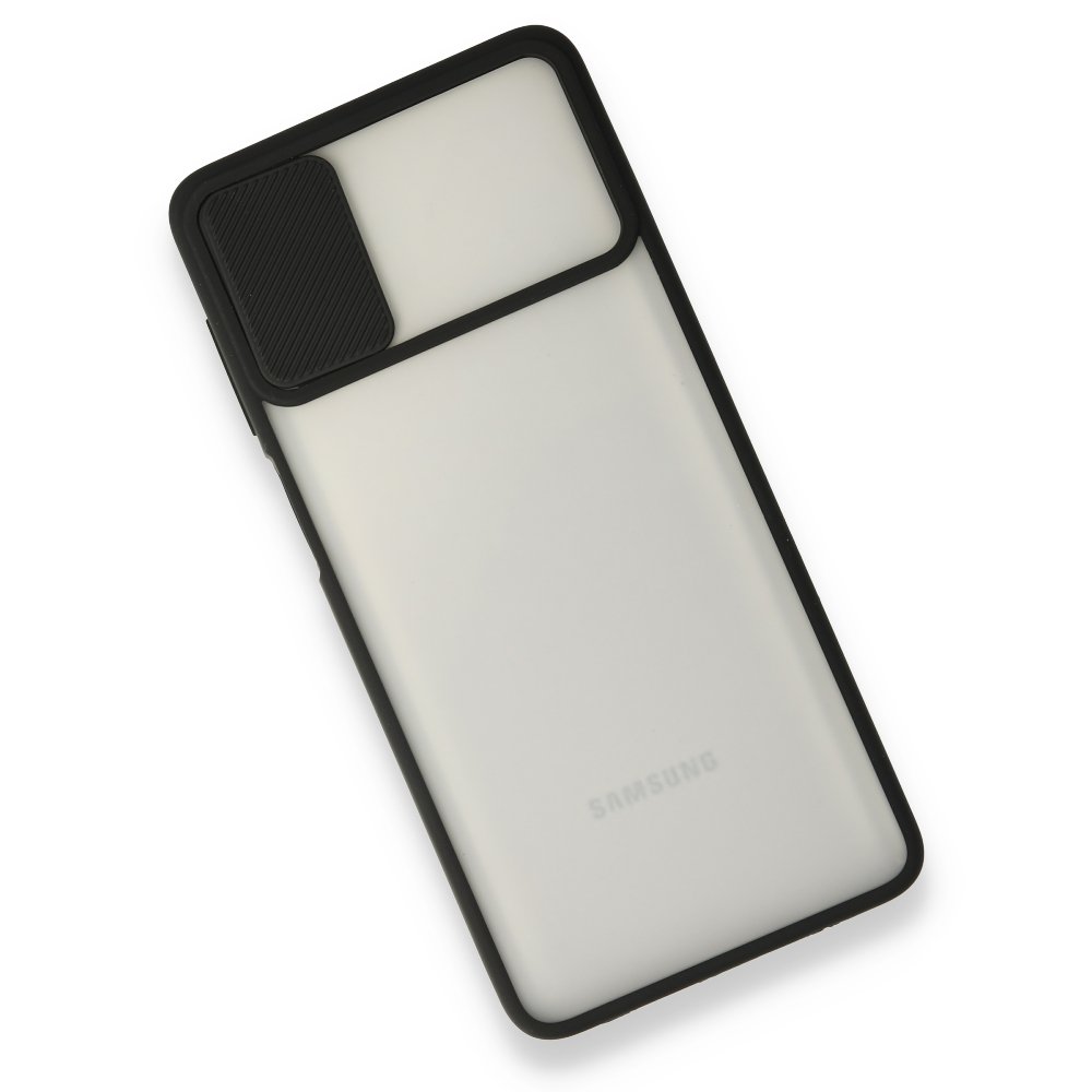 Samsung Galaxy M51 Kılıf Palm Buzlu Kamera Sürgülü Silikon - Siyah