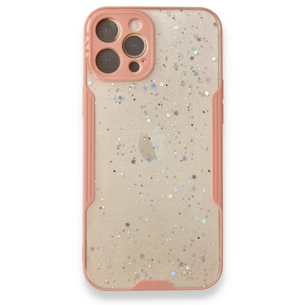  iPhone 12 Pro Max Kılıf Platin Simli Silikon - Pembe
