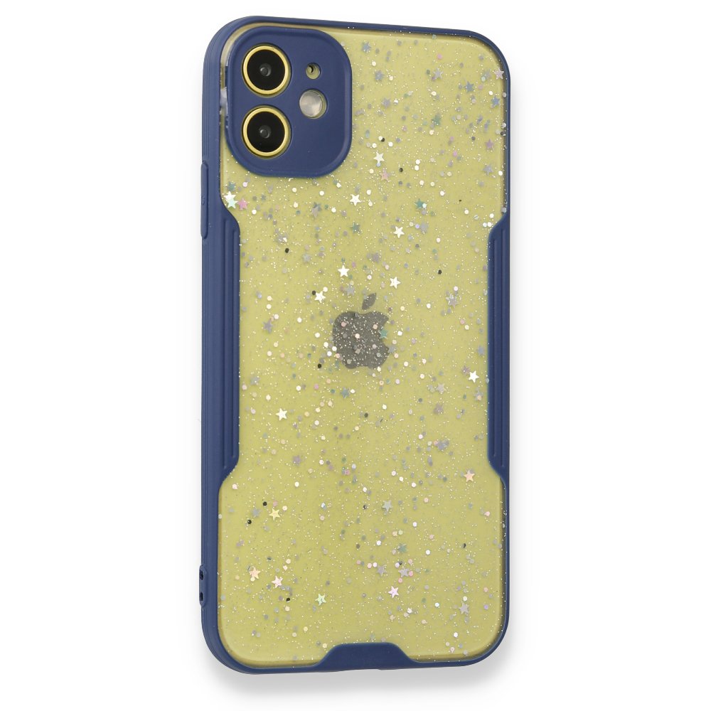  iPhone 12 Mini Kılıf Platin Simli Silikon - Lacivert