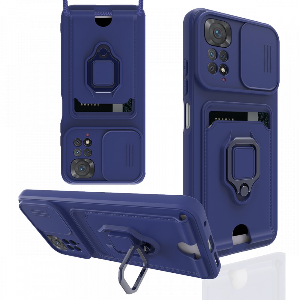 Redmi Note 11 Pro Kılıf Zuma Kartvizitli Yüzüklü Silikon - Lacivert