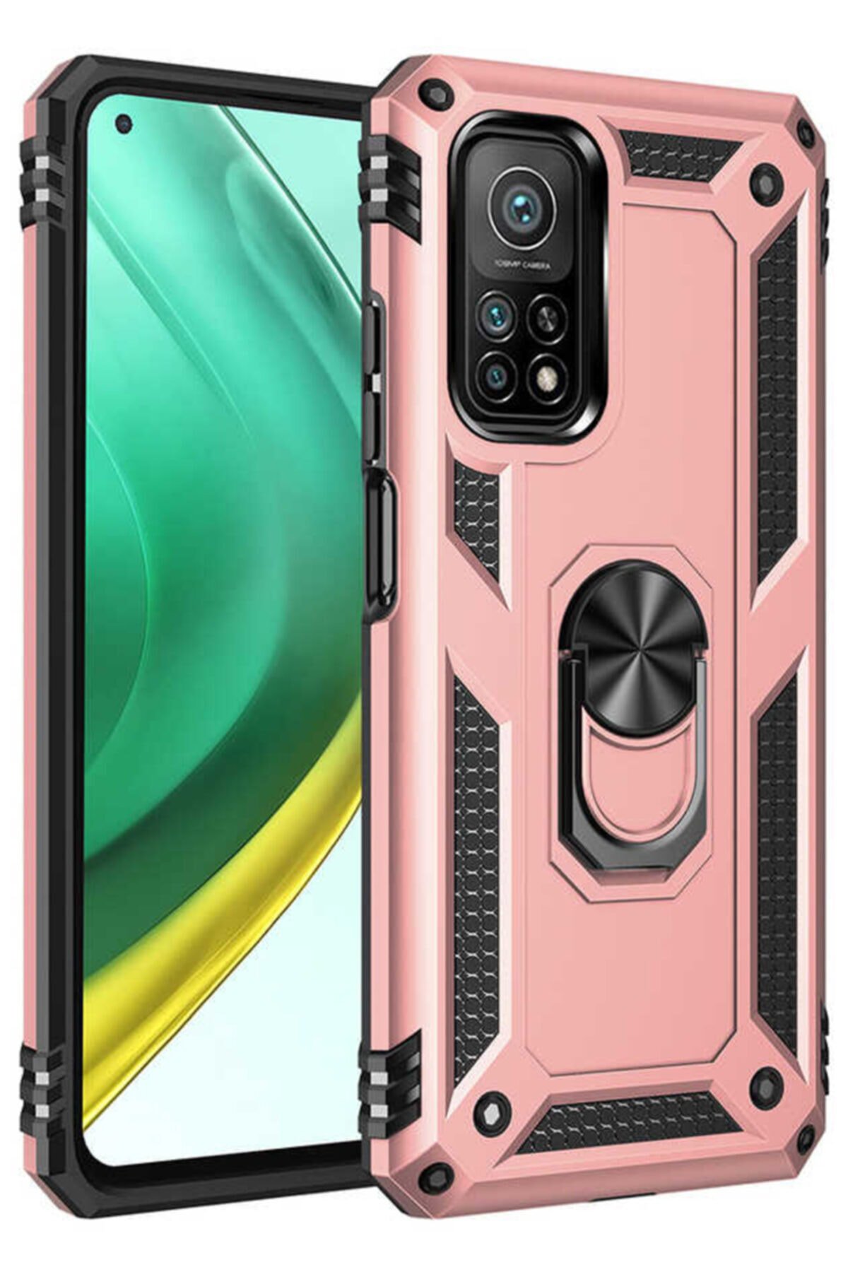  Xiaomi Mi 10T Kılıf Sofya Yüzüklü Silikon Kapak - Rose