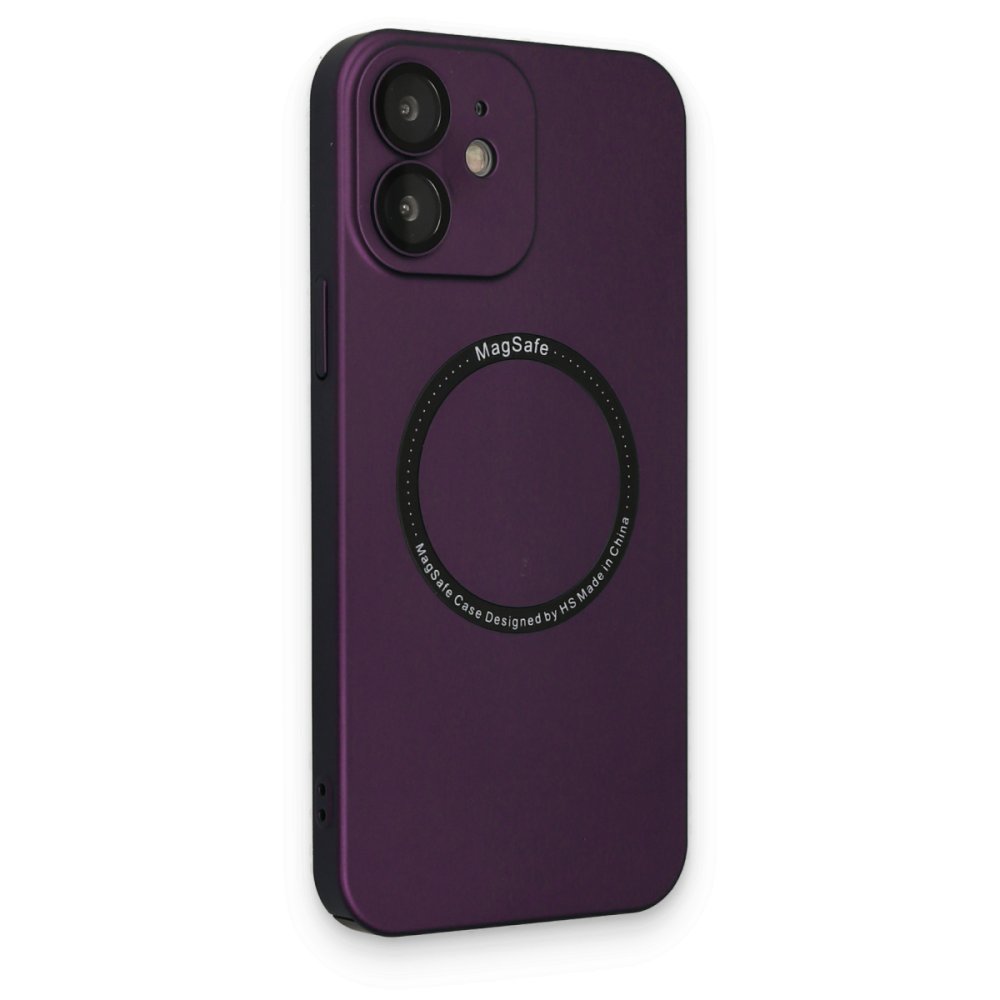 iPhone 12 Kılıf Jack Magneticsafe Lens Silikon - Mürdüm