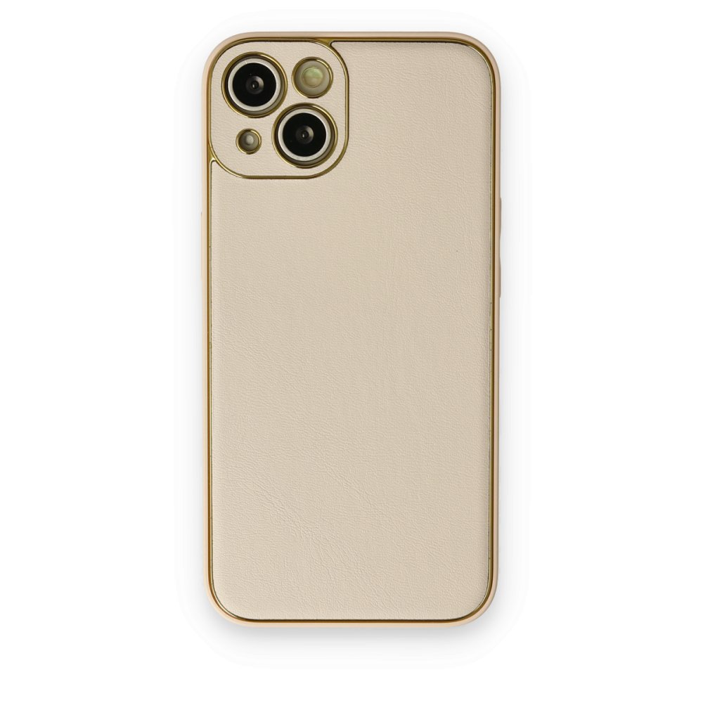 iPhone 14 Kılıf Coco Deri Silikon Kapak - Gold iPhone 14 Kılıf Coco Deri Silikon Kapak - Gold