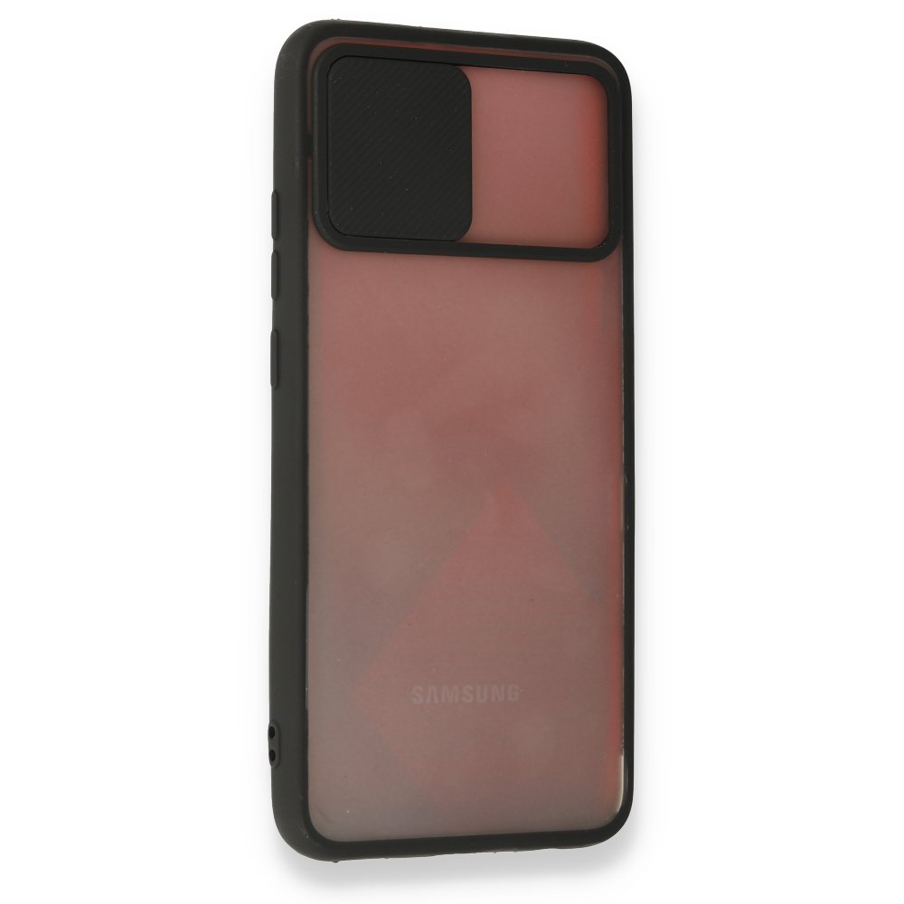  Samsung Galaxy A03S Kılıf Palm Buzlu Kamera Sürgülü Silikon - Siyah
