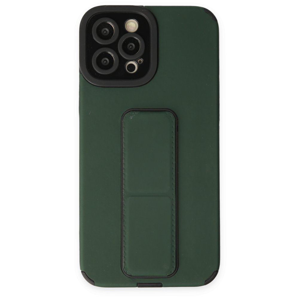  iPhone 12 Pro Max Kılıf Mega Standlı Silikon - Yeşil