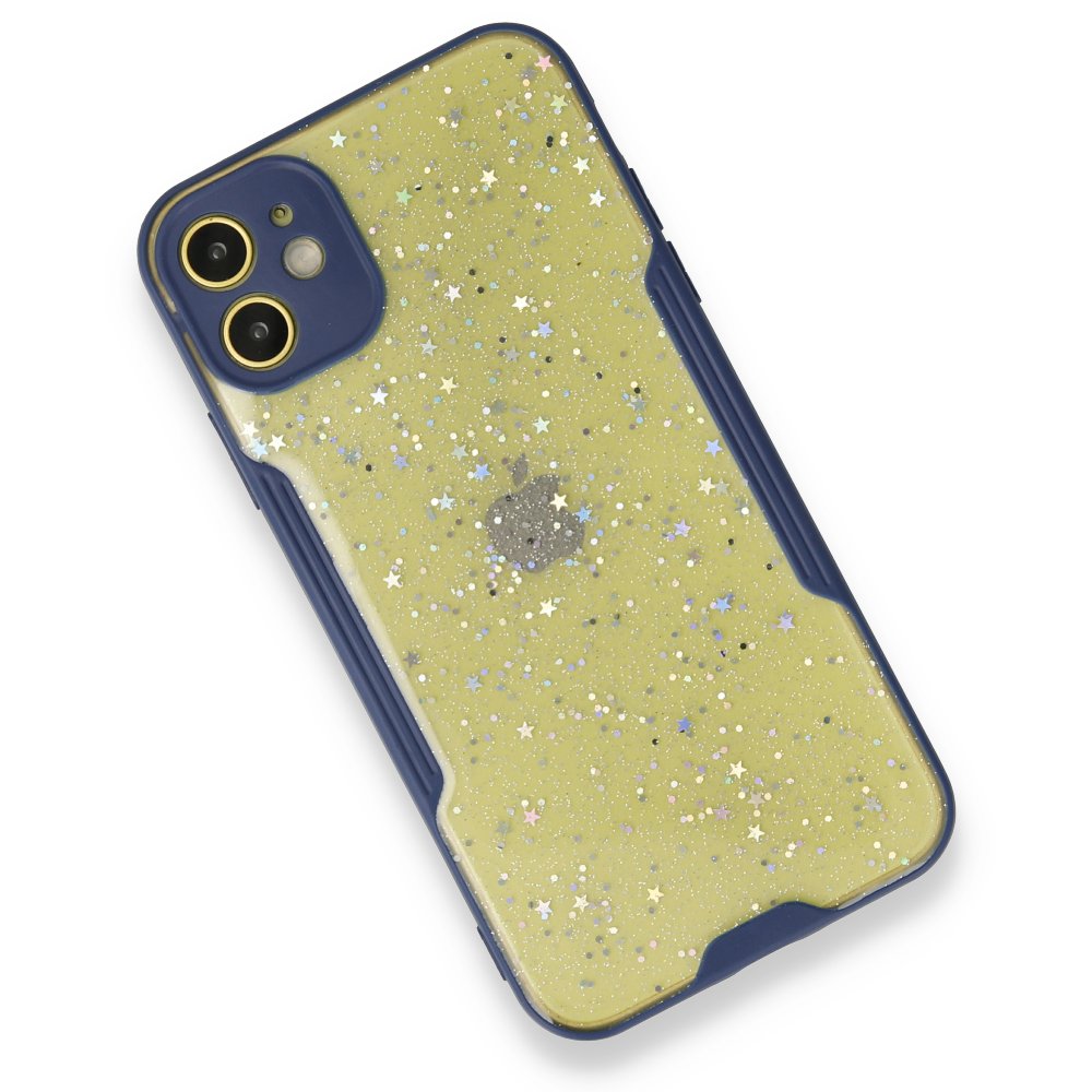 iPhone 12 Mini Kılıf Platin Simli Silikon - Lacivert  iPhone 12 Mini Kılıf Platin Simli Silikon - Lacivert