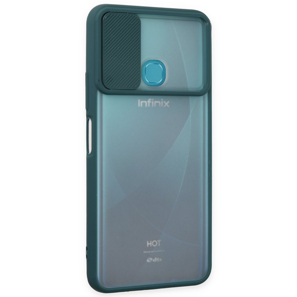  İnfinix Hot 9 Kılıf Palm Buzlu Kamera Sürgülü Silikon - Yeşil