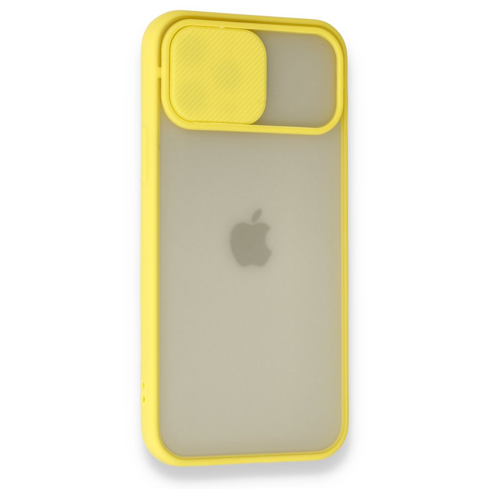 iPhone 12 Pro Kılıf Palm Buzlu Kamera Sürgülü Silikon - Sarı iPhone 12 Pro Kılıf Palm Buzlu Kamera Sürgülü Silikon - Sarı