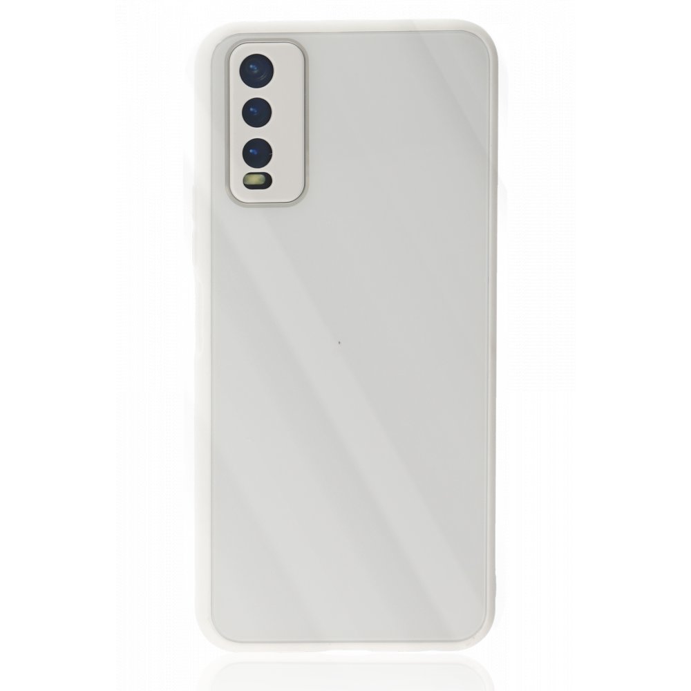  Vivo Y11S Kılıf Glass Kapak - Beyaz