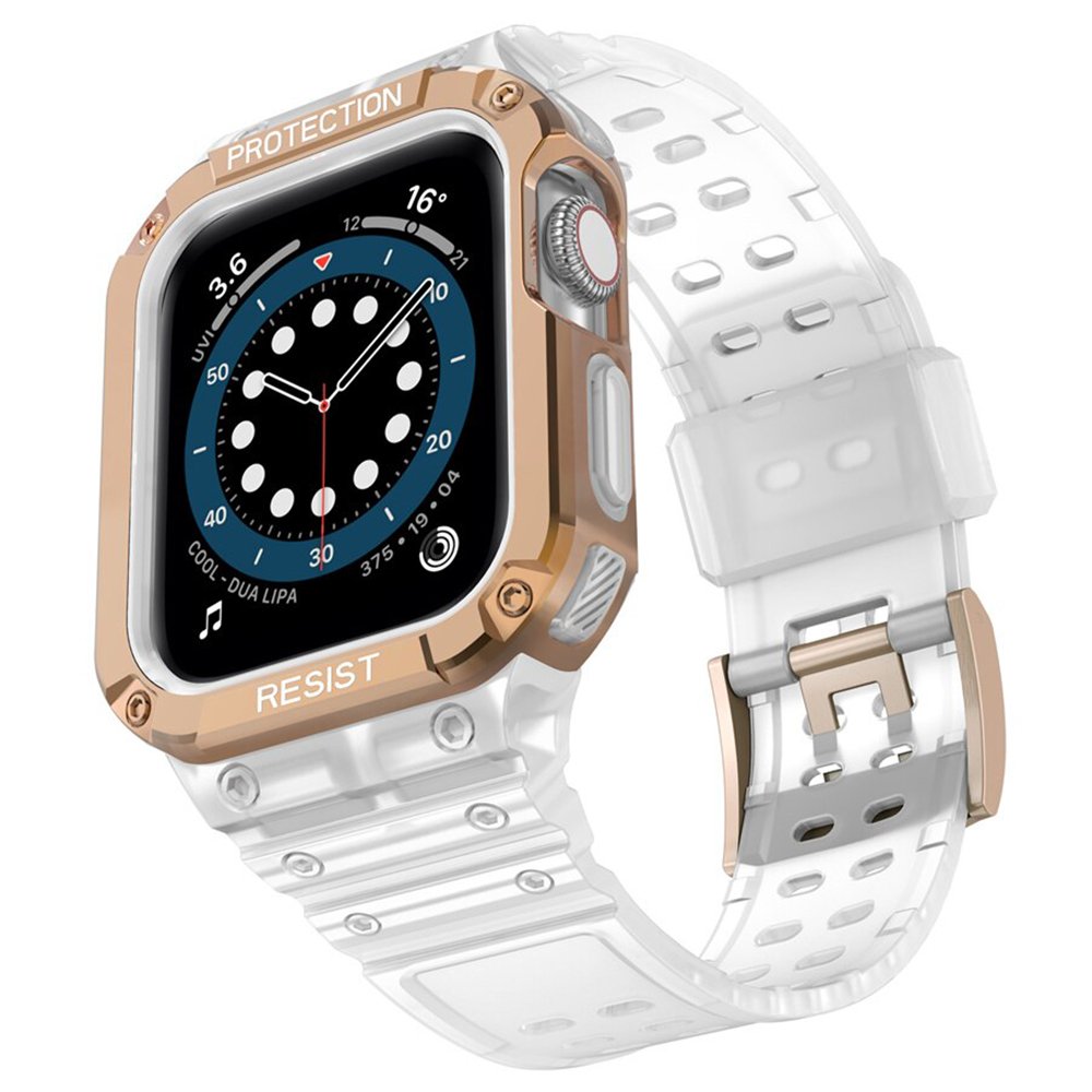  Apple Watch 42mm KR401 Silikon Kordon - Şeffaf-Rose