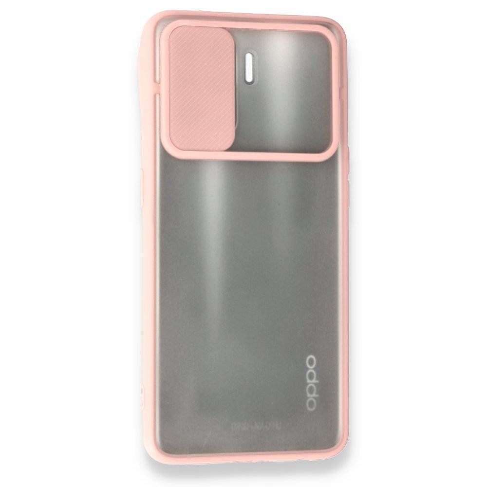  Oppo Reno 5 Lite Kılıf Palm Buzlu Kamera Sürgülü Silikon - Pembe