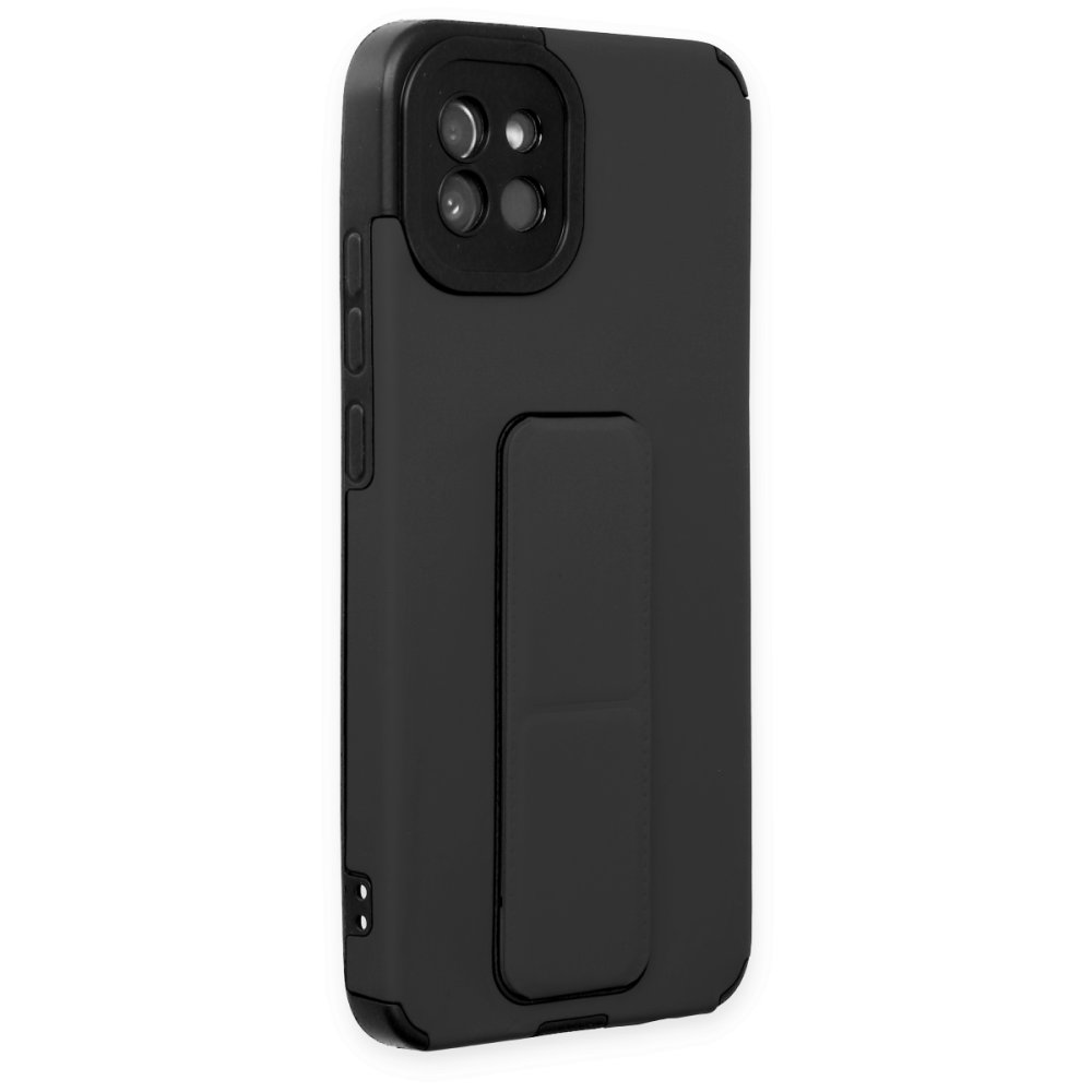  Samsung Galaxy A03 Kılıf Mega Standlı Silikon - Siyah