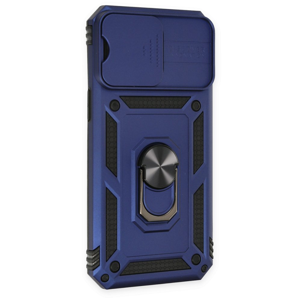  iPhone 14 Pro Max Kılıf Pars Lens Yüzüklü Silikon - Lacivert