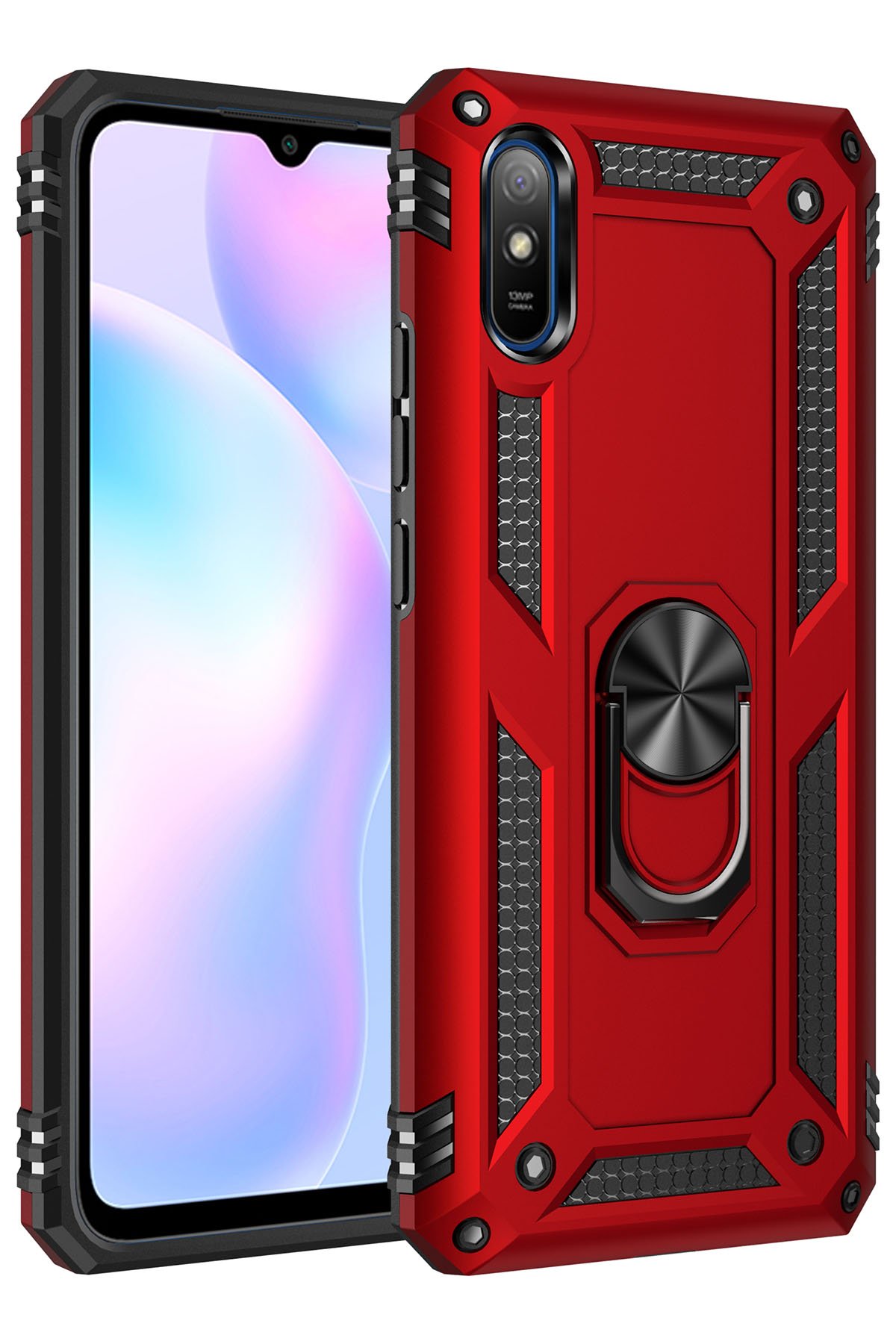 Redmi 9A Kılıf Sofya Yüzüklü Silikon Kapak - Kırmızı Redmi 9A Kılıf Sofya Yüzüklü Silikon Kapak - Kırmızı