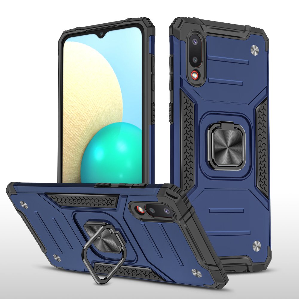  Samsung Galaxy A02 Kılıf Zegna Yüzüklü Silikon Kapak - Mavi