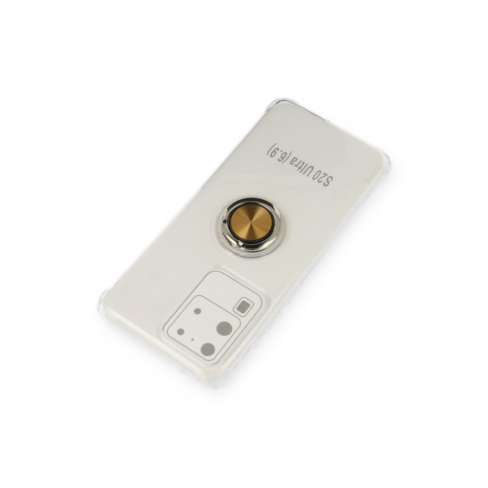  Samsung Galaxy S20 Ultra Kılıf Gros Yüzüklü Silikon - Gold