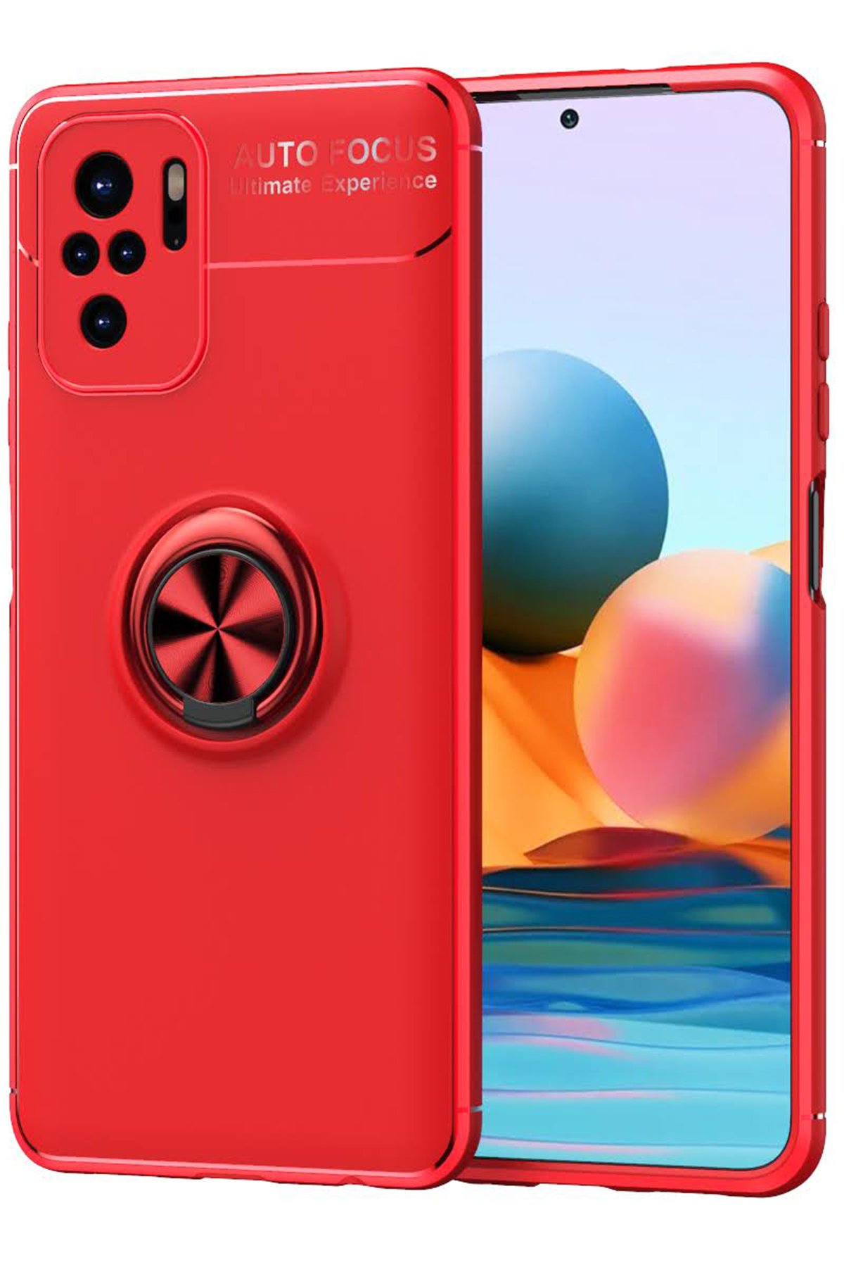 Redmi Note 10S Kılıf Range Yüzüklü Silikon - Kırmızı