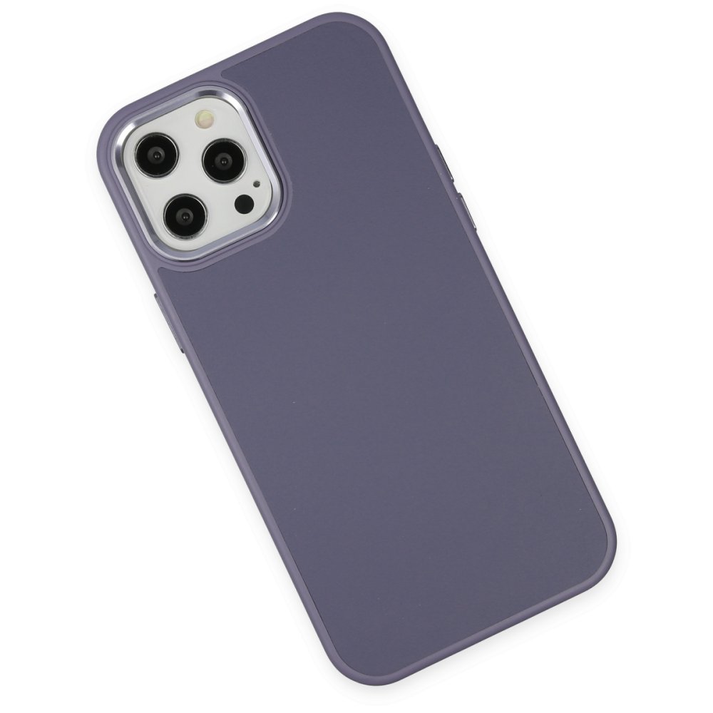  iPhone 12 Pro Max Kılıf Asya Deri Silikon - Mor