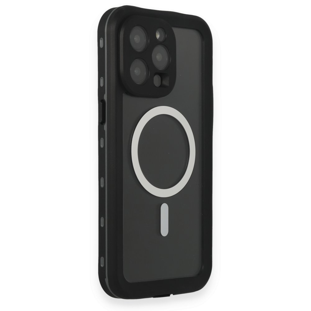  iPhone 15 Pro Kılıf Red Pepper Magneticsafe Su Geçirmez Kılıf - Siyah-Gri