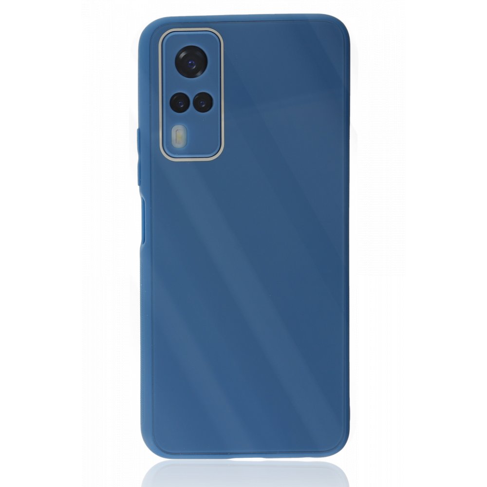  Vivo Y53S Kılıf Glass Kapak - Mavi