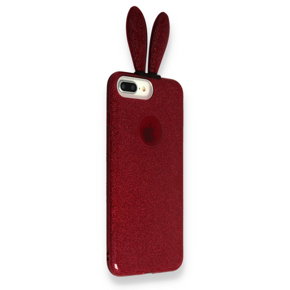 Samsung Galaxy S10E Kılıf Rabbit Simli Silikon - Bordo Samsung Galaxy S10E Kılıf Rabbit Simli Silikon - Bordo
