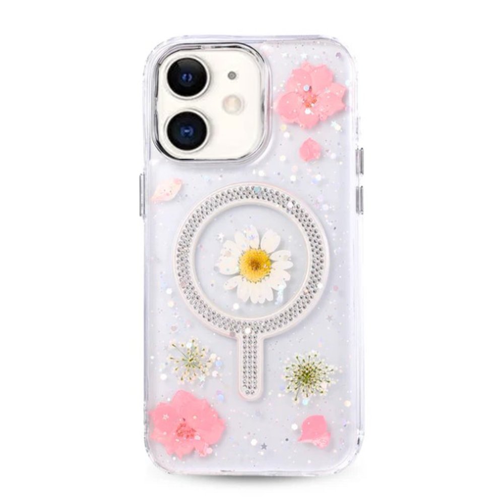  iPhone 11 Flower Magsafe Kapak - Pembe