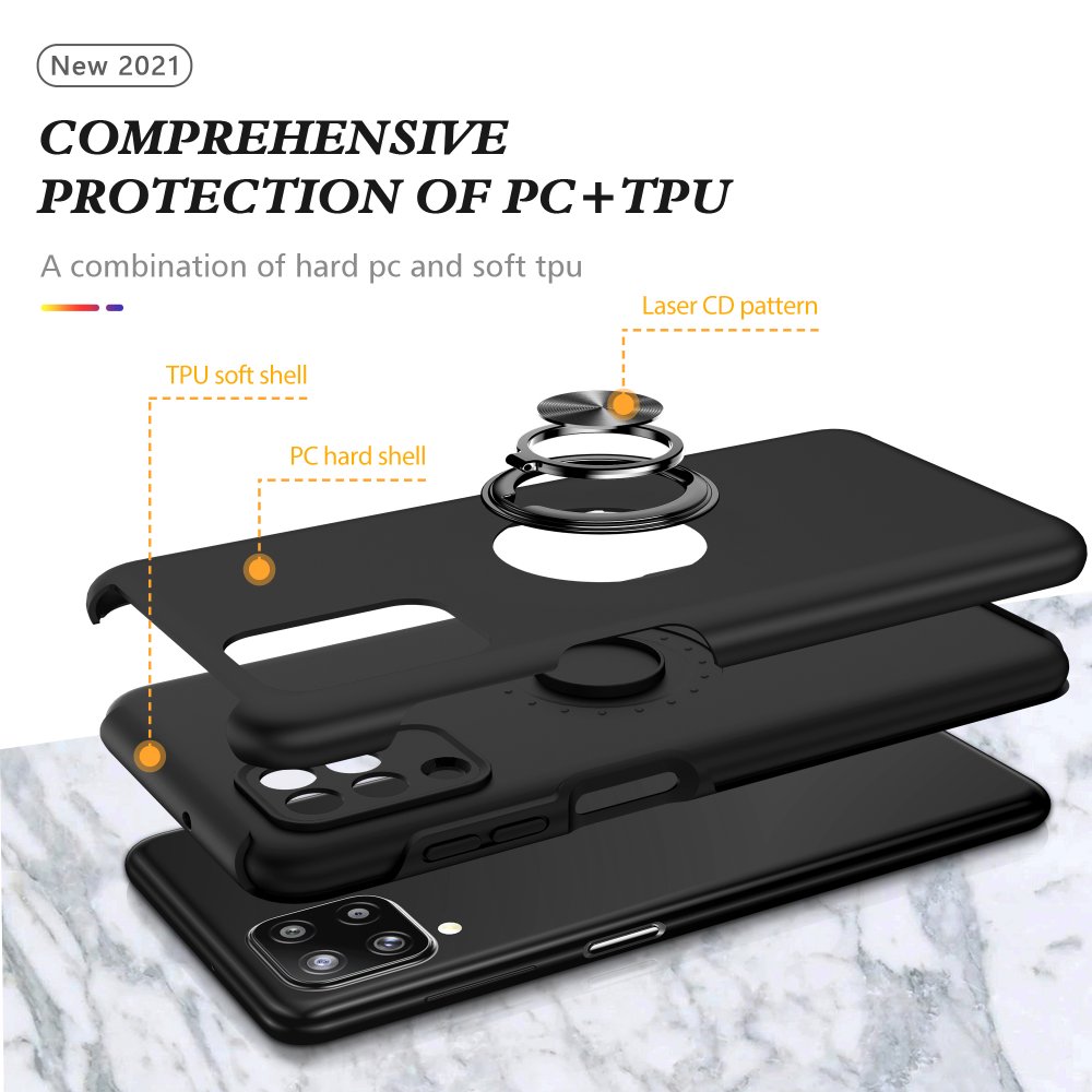 Samsung Galaxy A22 Kılıf Elit Yüzüklü Kapak - Siyah Samsung Galaxy A22 Kılıf Elit Yüzüklü Kapak - Siyah