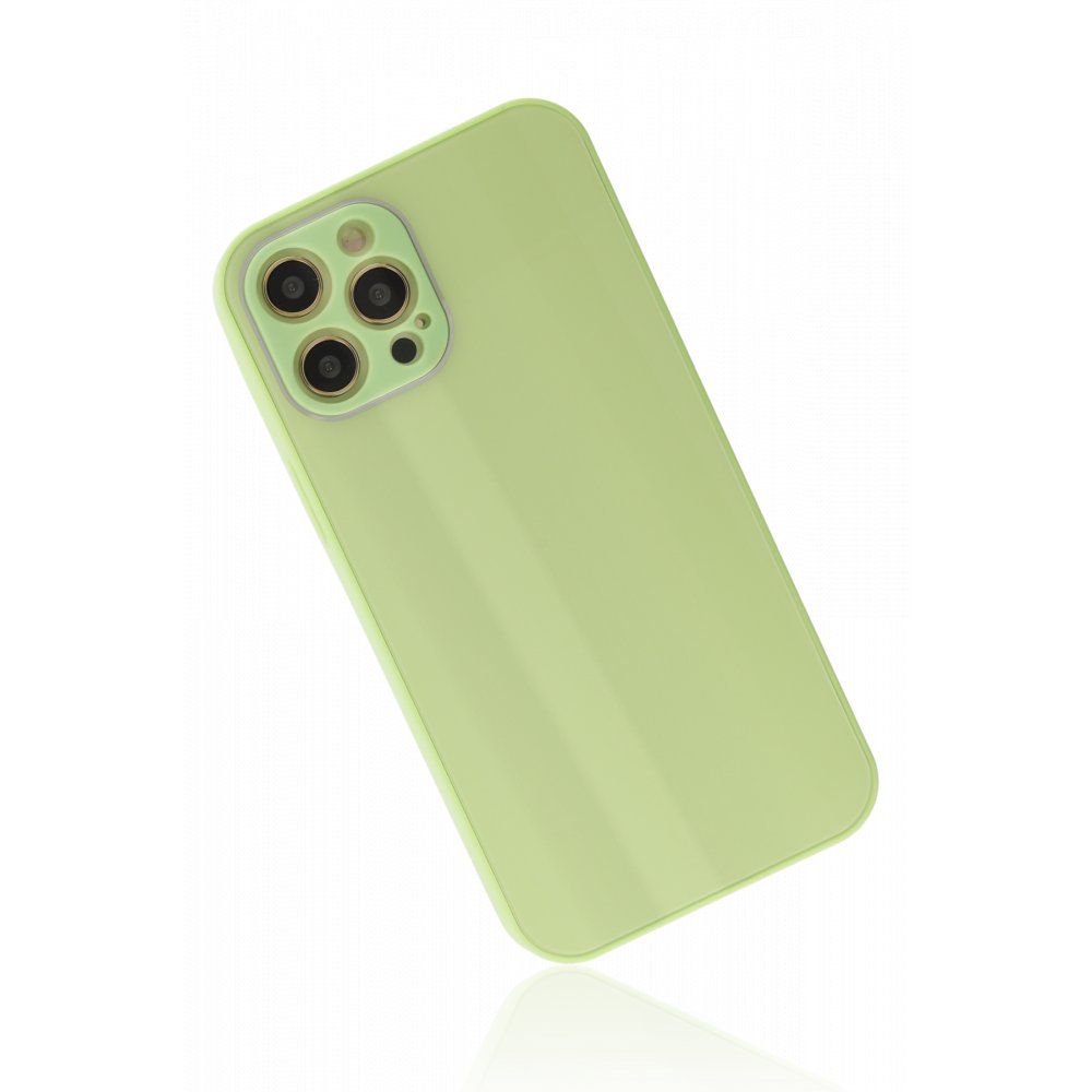 iPhone 12 Pro Kılıf Glass Kapak - Açık Yeşil iPhone 12 Pro Kılıf Glass Kapak - Açık Yeşil