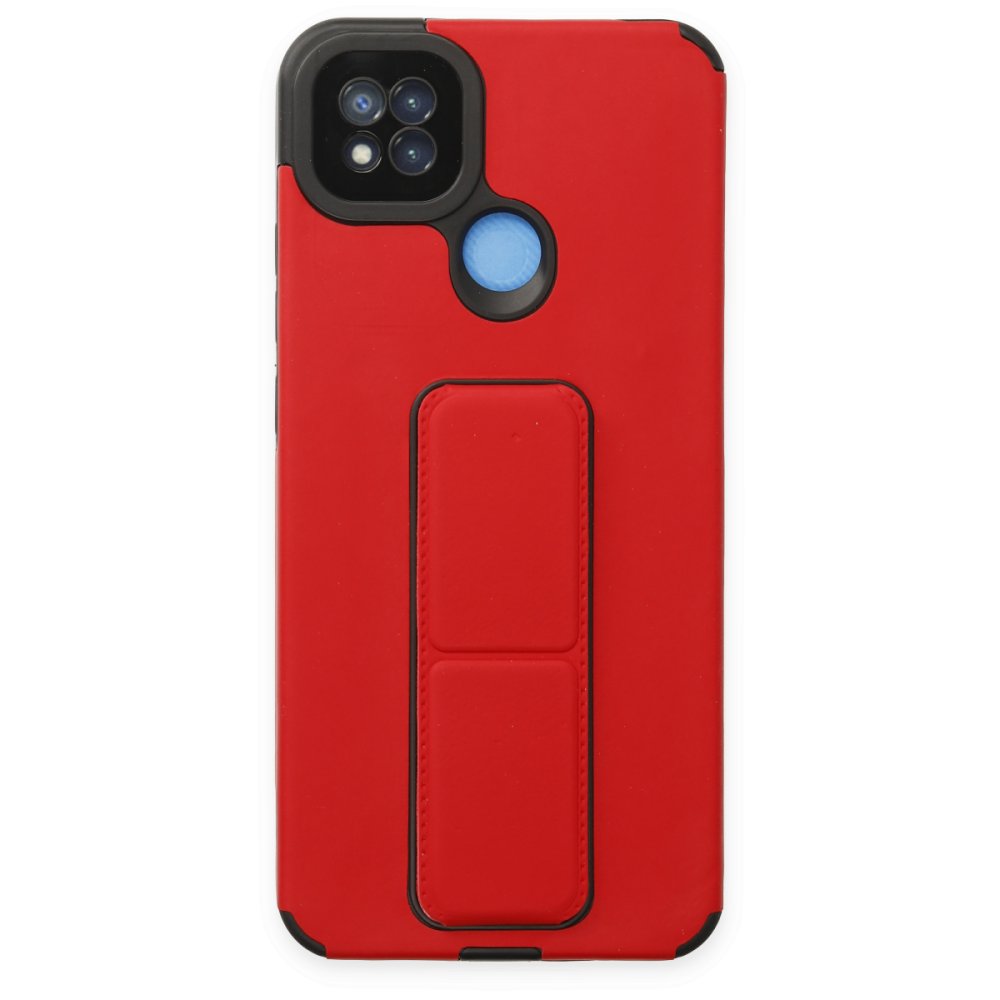 Redmi 9C Kılıf Mega Standlı Silikon - Kırmızı Redmi 9C Kılıf Mega Standlı Silikon - Kırmızı