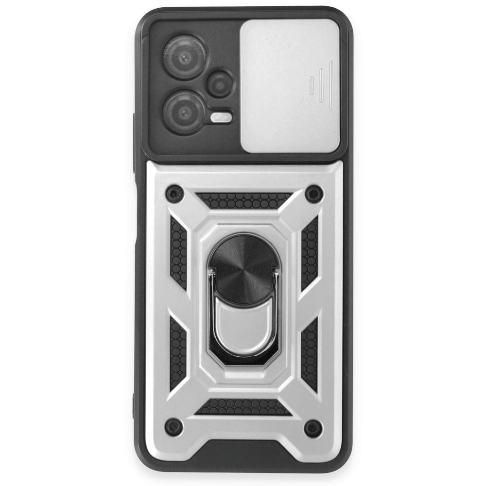 Redmi Note 12 5G Kılıf Pars Lens Yüzüklü Silikon - Gümüş