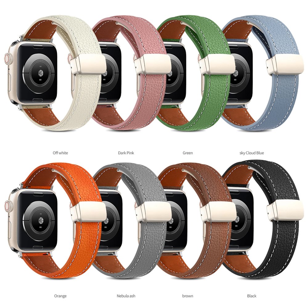  Apple Watch Ultra 49mm KR414 Daks Deri Kordon - Pembe