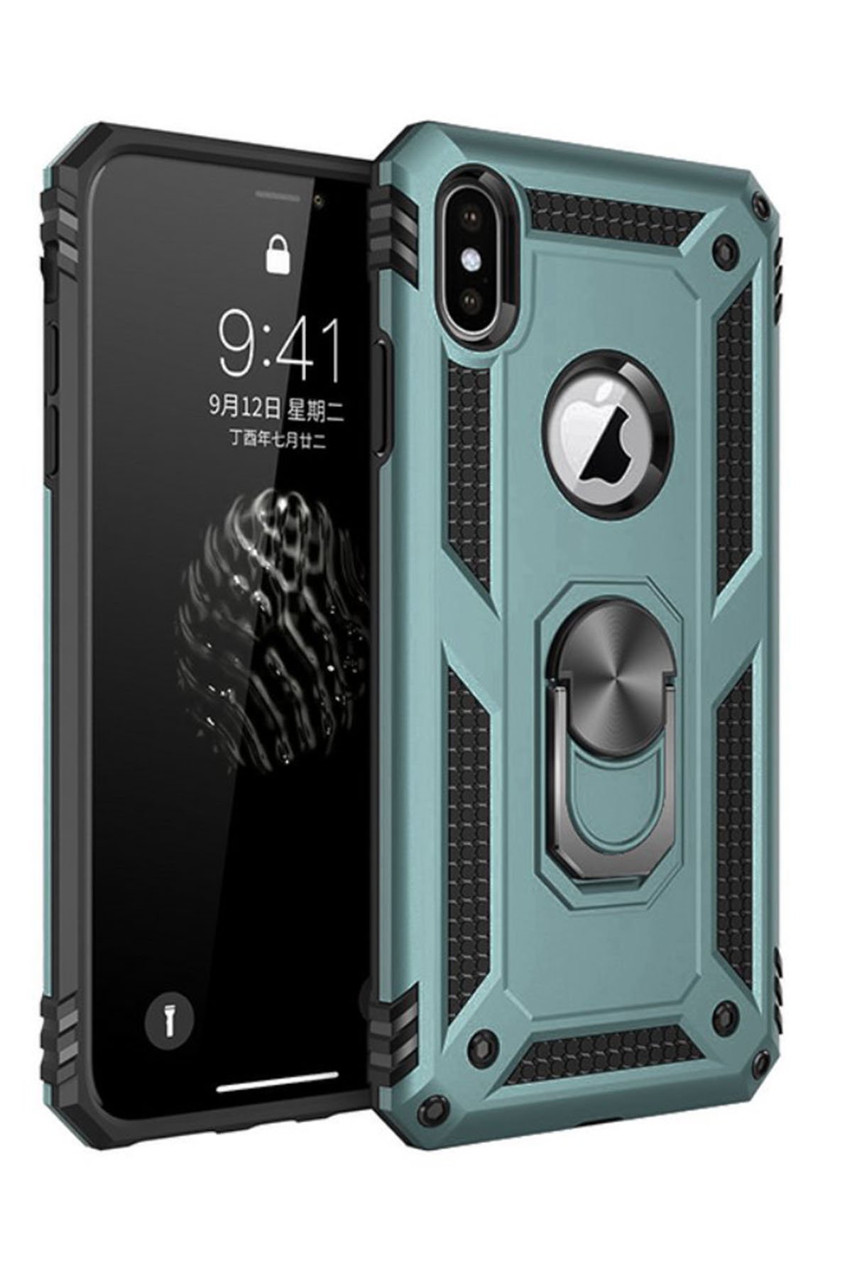 iPhone XS Max Kılıf Sofya Yüzüklü Silikon Kapak - Yeşil iPhone XS Max Kılıf Sofya Yüzüklü Silikon Kapak - Yeşil