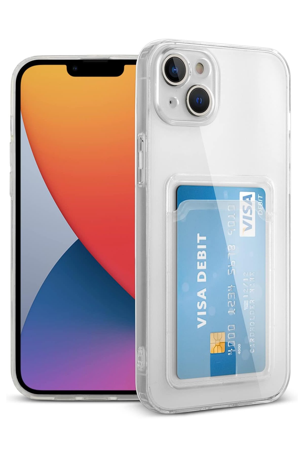  iPhone 14 Kılıf Kart Şeffaf Silikon - Şeffaf