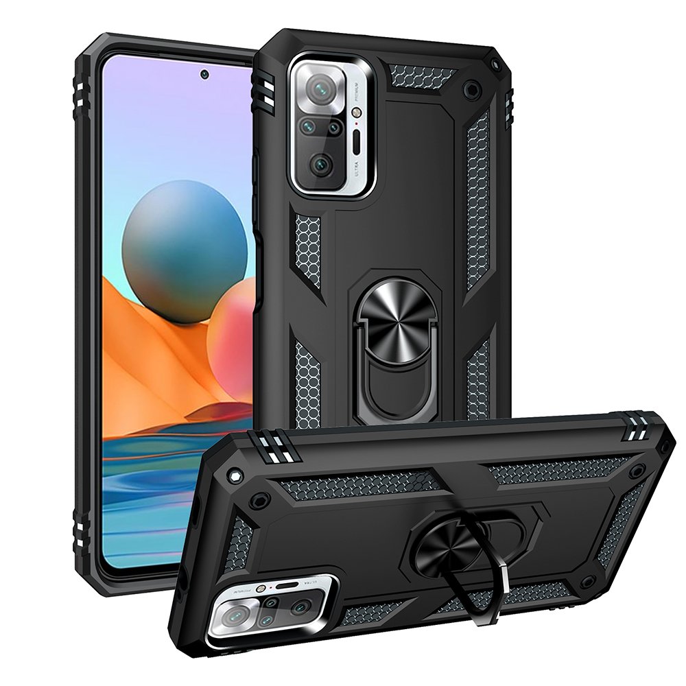 Redmi Note 10 Pro Kılıf Sofya Yüzüklü Silikon Kapak - Siyah