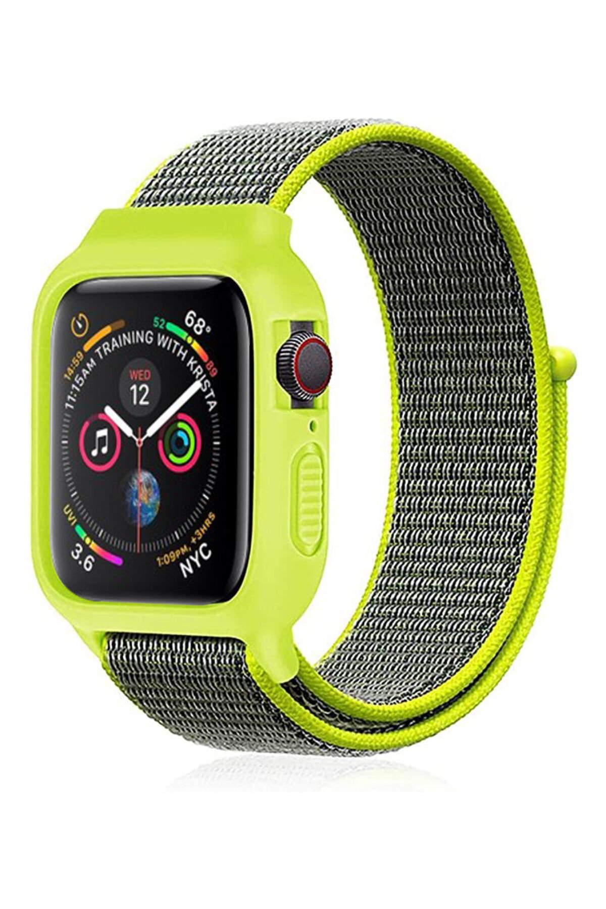 Apple Watch 40mm Hasırlı Cırtcırtlı Kasalı Kordon - Yeşil Apple Watch 40mm Hasırlı Cırtcırtlı Kasalı Kordon - Yeşil