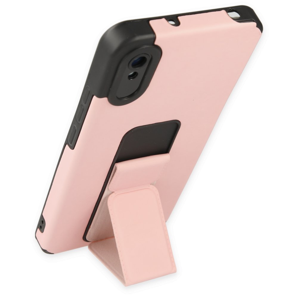 Redmi 9A Kılıf Mega Standlı Silikon - Pudra Redmi 9A Kılıf Mega Standlı Silikon - Pudra