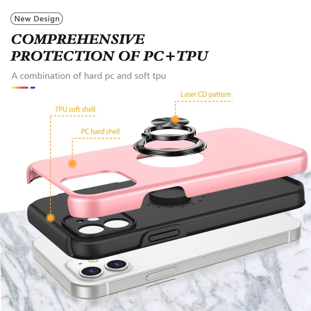 iPhone 12 Mini Kılıf Elit Yüzüklü Kapak - Pembe