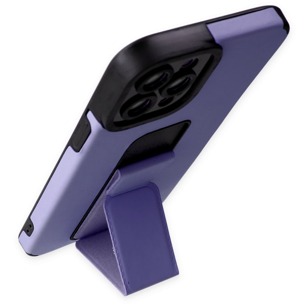  iPhone 12 Pro Max Kılıf Mega Standlı Silikon - Lila