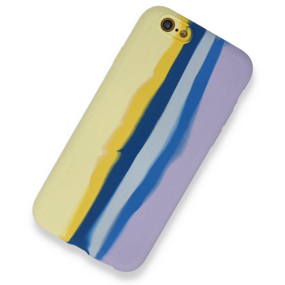 iPhone 6 Kılıf Ebruli Lansman Silikon - Sarı-Lila  iPhone 6 Kılıf Ebruli Lansman Silikon - Sarı-Lila