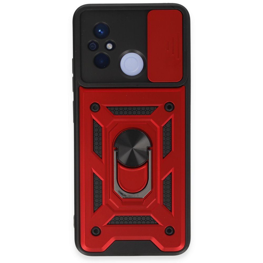 Redmi 12C Kılıf Pars Lens Yüzüklü Silikon - Kırmızı