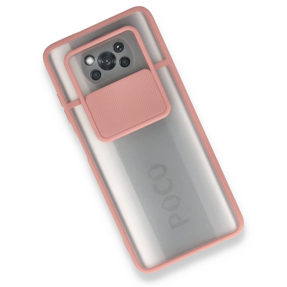 Xiaomi Pocophone X3 Kılıf Palm Buzlu Kamera Sürgülü Silikon - Pembe  Xiaomi Pocophone X3 Kılıf Palm Buzlu Kamera Sürgülü Silikon - Pembe