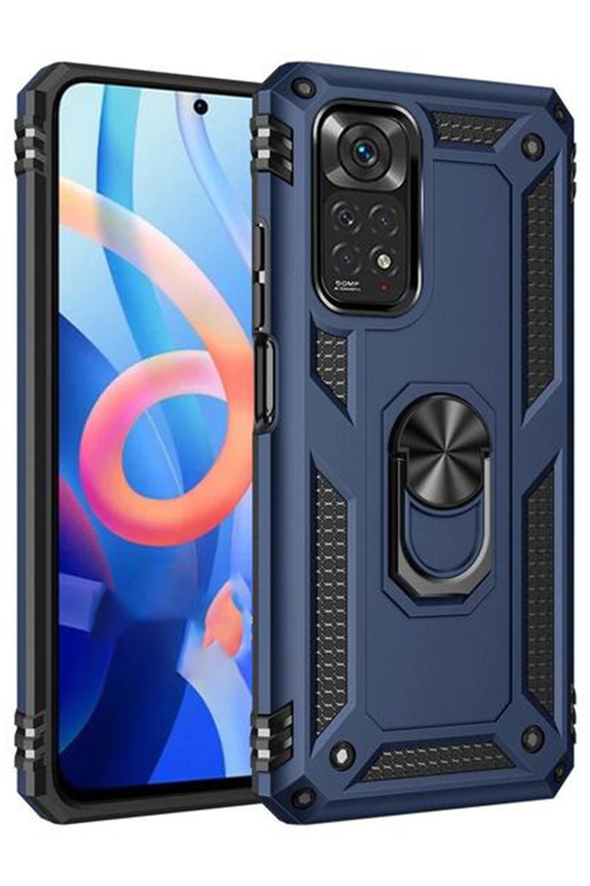 Redmi Note 11 Kılıf Sofya Yüzüklü Silikon Kapak - Lacivert Redmi Note 11 Kılıf Sofya Yüzüklü Silikon Kapak - Lacivert